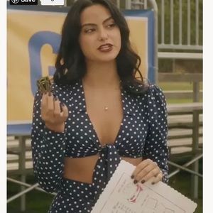 We Wore What Bisou Polka Dot Crop Top, S